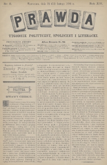 Prawda : tygodnik polityczny, społeczny i literacki. 1894, nr 8