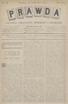 Prawda : tygodnik polityczny, społeczny i literacki. 1894, nr 12