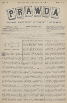 Prawda : tygodnik polityczny, społeczny i literacki. 1894, nr 15