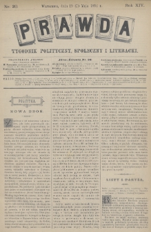 Prawda : tygodnik polityczny, społeczny i literacki. 1894, nr 20