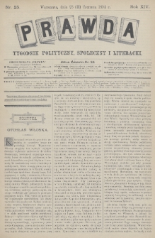 Prawda : tygodnik polityczny, społeczny i literacki. 1894, nr 25