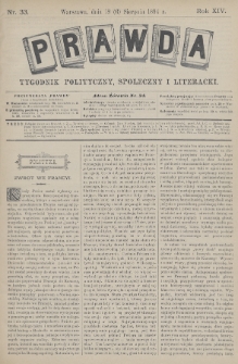 Prawda : tygodnik polityczny, społeczny i literacki. 1894, nr 33