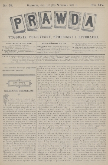 Prawda : tygodnik polityczny, społeczny i literacki. 1894, nr 38