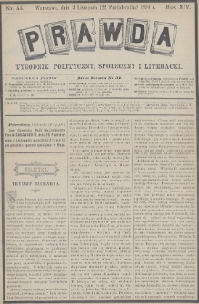Prawda : tygodnik polityczny, społeczny i literacki. 1894, nr 44