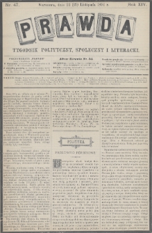 Prawda : tygodnik polityczny, społeczny i literacki. 1894, nr 47