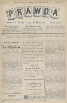 Prawda : tygodnik polityczny, społeczny i literacki. 1894, nr 48