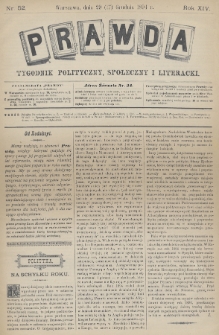 Prawda : tygodnik polityczny, społeczny i literacki. 1894, nr 52