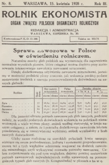 Rolnik Ekonomista : organ Związku Polskich Organizacyj Rolniczych. R.3, T.4, 1928, nr 8