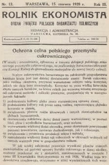 Rolnik Ekonomista : organ Związku Polskich Organizacyj Rolniczych. R.3, T.4, 1928, nr 12