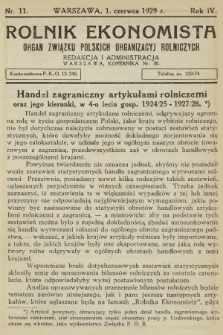 Rolnik Ekonomista : organ Związku Polskich Organizacyj Rolniczych. R.4, T.6, 1929, nr 11