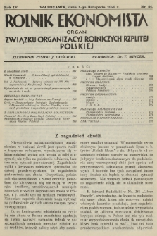 Rolnik Ekonomista : organ Związku Organizacyj Rolniczych Rzplitej Polskiej. R.4, T.7, 1929, nr 21
