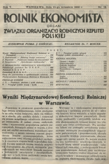 Rolnik Ekonomista : organ Związku Organizacyj Rolniczych Rzplitej Polskiej. R.5, T.8, 1930, nr 18