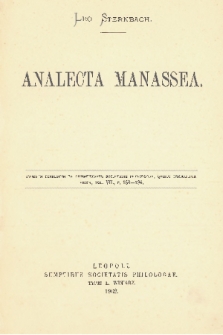 Analecta Manassea