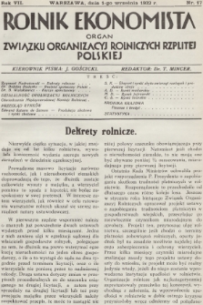 Rolnik Ekonomista : organ Związku Organizacyj Rolniczych Rzplitej Polskiej. R.7, T.10, 1932, nr 17