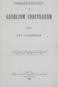 Observationes in Georgium Corcyraeum