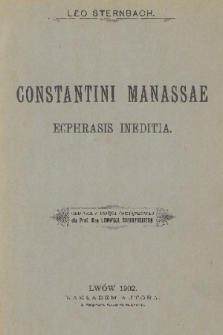 Constantini Manassae ecphrasis inedita