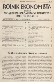 Rolnik Ekonomista : organ Związku Izb i Organizacyj Rolniczych Rzplitej Polskiej. R.9, T.12, 1934, nr 11