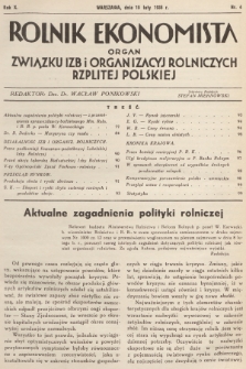 Rolnik Ekonomista : organ Związku Izb i Organizacyj Rolniczych Rzplitej Polskiej. R.10, T. 10 [i.e.13], 1935, nr 4