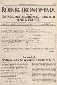 Rolnik Ekonomista : organ Związku Izb i Organizacyj Rolniczych Rzplitej Polskiej. R.10, T. 10 [i.e.13], 1935, nr 7
