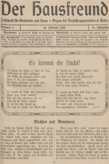 Der Hausfreund : Zeitschrift für Gemeinde und Haus : Organ der Baptistengemeinden in Polen. R.34, 1928, Nummer 9