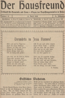 Der Hausfreund : Zeitschrift für Gemeinde und Haus : Organ der Baptistengemeinden in Polen. R.34, 1928, Nummer 16
