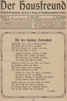 Der Hausfreund : Zeitschrift für Gemeinde und Haus : Organ der Baptistengemeinden in Polen. R.34, 1928, Nummer 18