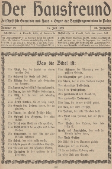 Der Hausfreund : Zeitschrift für Gemeinde und Haus : Organ der Baptistengemeinden in Polen. R.34, 1928, Nummer 29