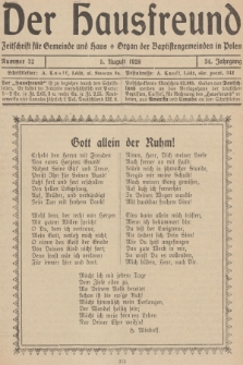 Der Hausfreund : Zeitschrift für Gemeinde und Haus : Organ der Baptistengemeinden in Polen. R.34, 1928, Nummer 32