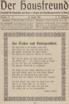 Der Hausfreund : Zeitschrift für Gemeinde und Haus : Organ der Baptistengemeinden in Polen. R.34, 1928, Nummer 35