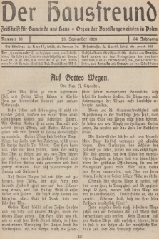 Der Hausfreund : Zeitschrift für Gemeinde und Haus : Organ der Baptistengemeinden in Polen. R.34, 1928, Nummer 39