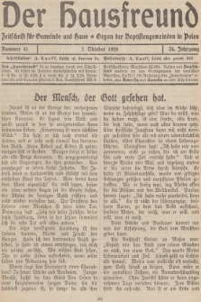 Der Hausfreund : Zeitschrift für Gemeinde und Haus : Organ der Baptistengemeinden in Polen. R.34, 1928, Nummer 41