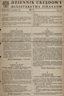 Dziennik Urzędowy Ministerstwa Finansów. 1958, nr 1