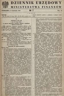 Dziennik Urzędowy Ministerstwa Finansów. 1958, nr 7