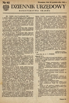 Dziennik Urzędowy Ministerstwa Skarbu. 1948, nr 92