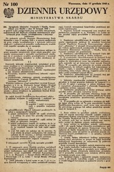 Dziennik Urzędowy Ministerstwa Skarbu. 1948, nr 100