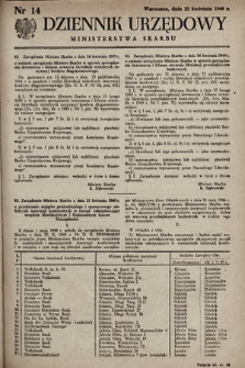 Dziennik Urzędowy Ministerstwa Skarbu. 1949, nr 14