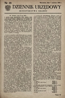 Dziennik Urzędowy Ministerstwa Skarbu. 1949, nr 19