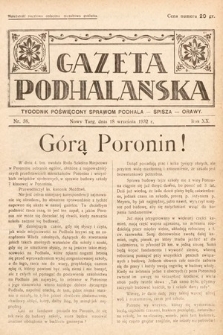 Gazeta Podhalańska : tygodnik poświęcony sprawom Podhala, Spisza, Orawy. 1932, nr 38