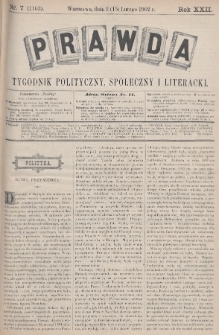 Prawda : tygodnik polityczny, społeczny i literacki. 1902, nr 7