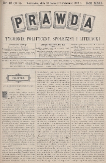 Prawda : tygodnik polityczny, społeczny i literacki. 1902, nr 15