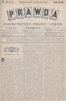 Prawda : tygodnik polityczny, społeczny i literacki. 1902, nr 16