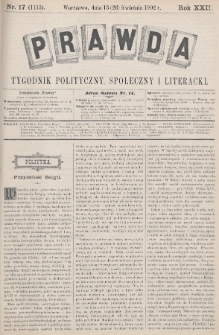 Prawda : tygodnik polityczny, społeczny i literacki. 1902, nr 17