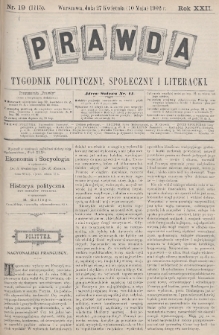 Prawda : tygodnik polityczny, społeczny i literacki. 1902, nr 19