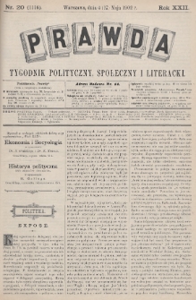 Prawda : tygodnik polityczny, społeczny i literacki. 1902, nr 20