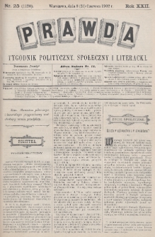 Prawda : tygodnik polityczny, społeczny i literacki. 1902, nr 25