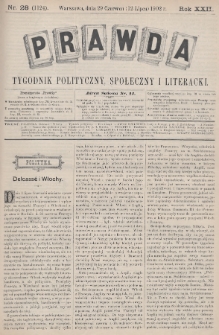 Prawda : tygodnik polityczny, społeczny i literacki. 1902, nr 28