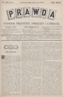 Prawda : tygodnik polityczny, społeczny i literacki. 1902, nr 29