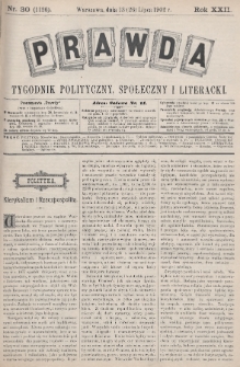 Prawda : tygodnik polityczny, społeczny i literacki. 1902, nr 30
