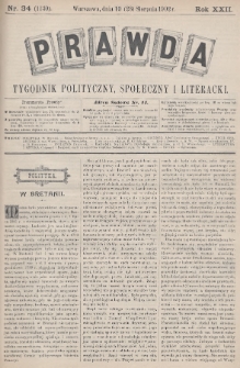 Prawda : tygodnik polityczny, społeczny i literacki. 1902, nr 34