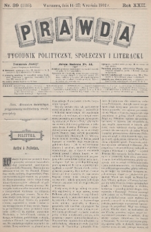 Prawda : tygodnik polityczny, społeczny i literacki. 1902, nr 39
